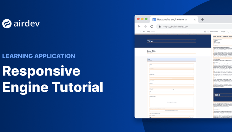 Screenshot demo of the Airdev Responsive Tutorial template.