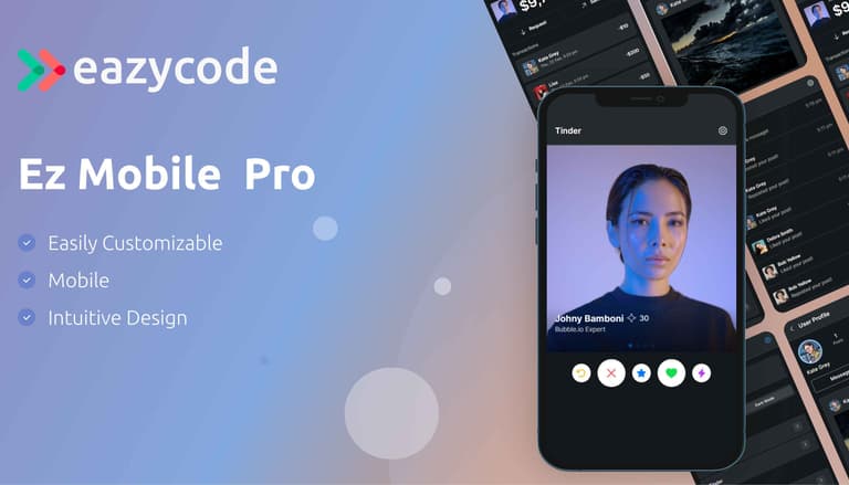 Screenshot demo of the Ez Mobile App Pro template.