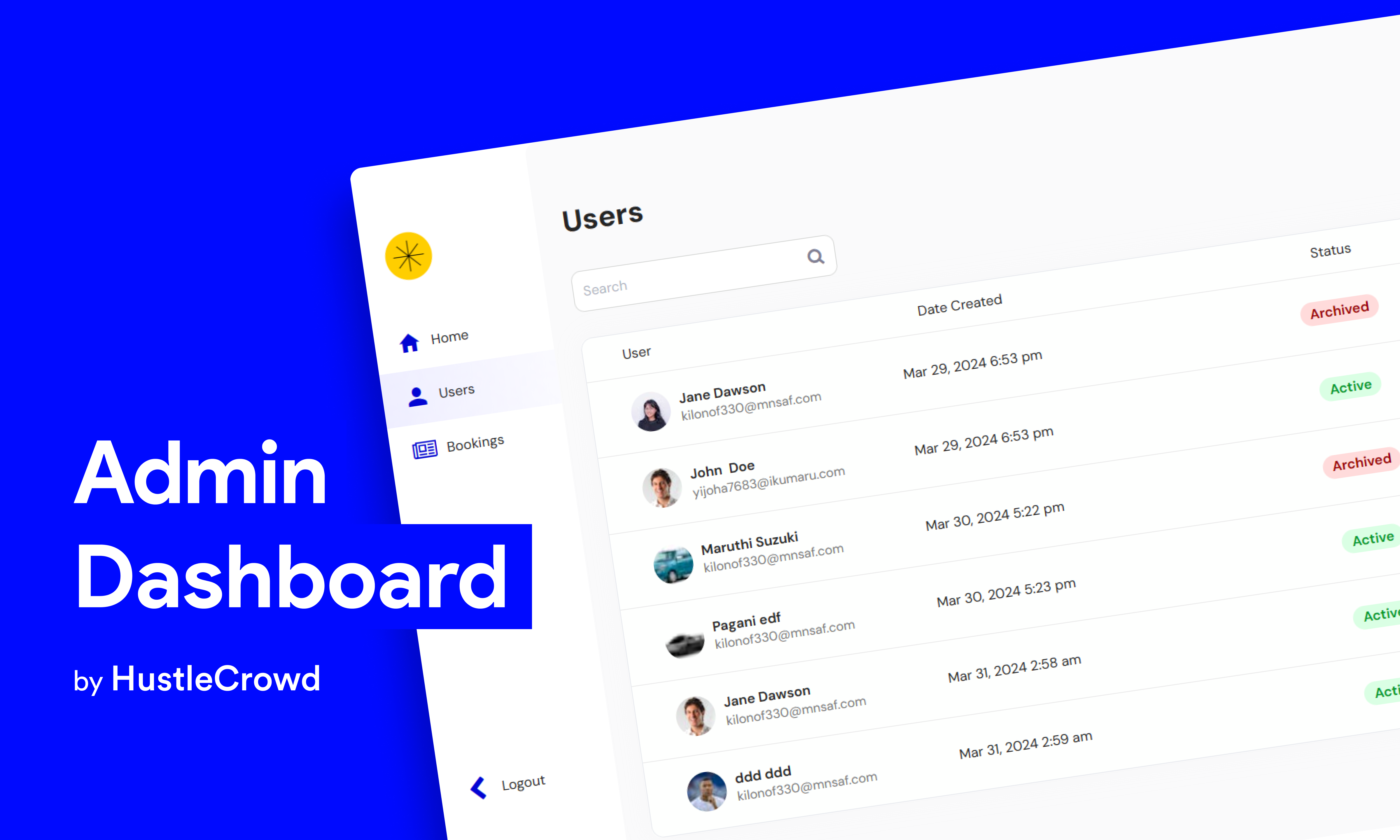 Admin Dashboard System Template | Bubble