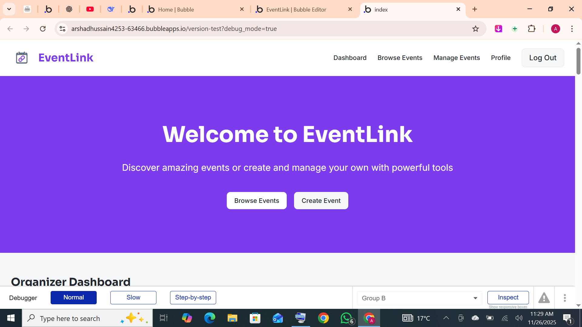 EventTickr - Event Management Template | Bubble
