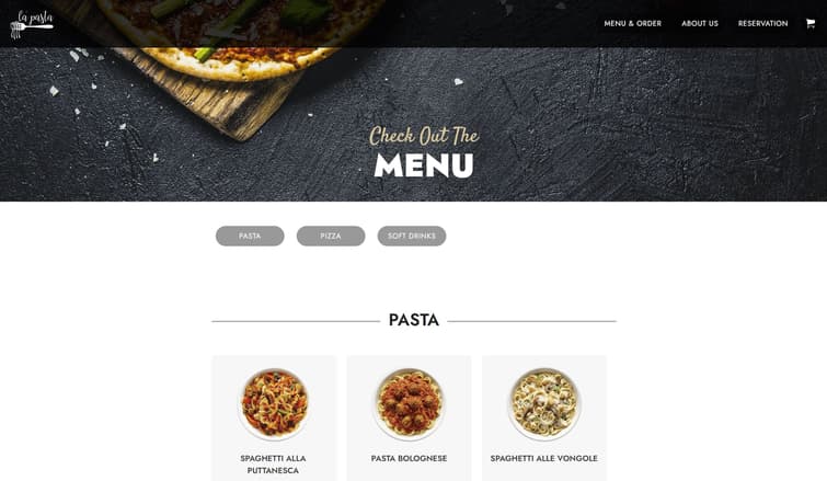 Screenshot demo of the Restaurant Menu & Delivery template.