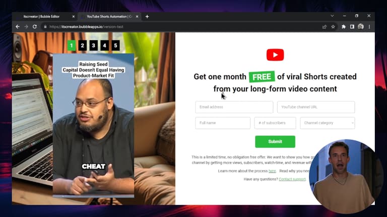 Screenshot demo of the Ai Short Form Agency template.