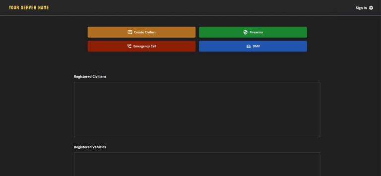 Screenshot demo of the FiveCad | Fivem Cad | Civ Page template.