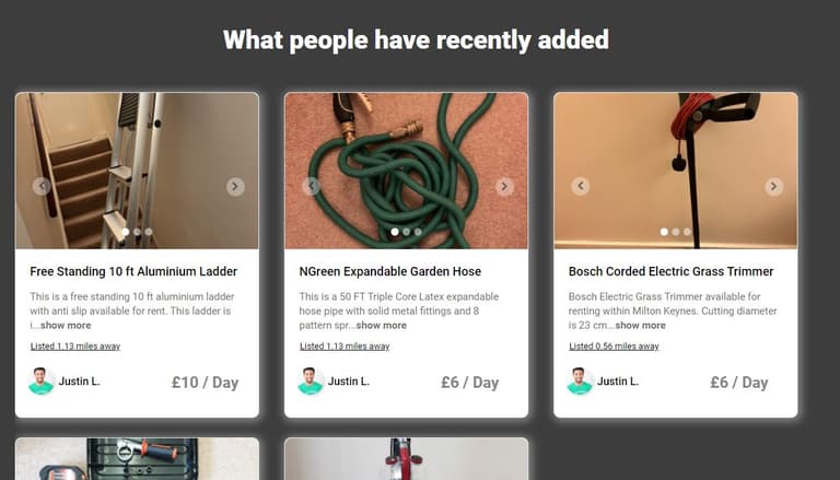 Screenshot demo of the Just Rent It! template.