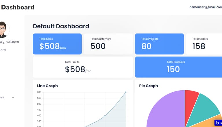 Screenshot demo of the Light Dashboard template.
